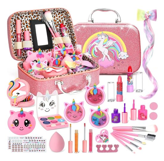 Детский косметический набор для девочек Unicorn 26 предметов, моющаяся игрушка-принцесса-единорог, подарок